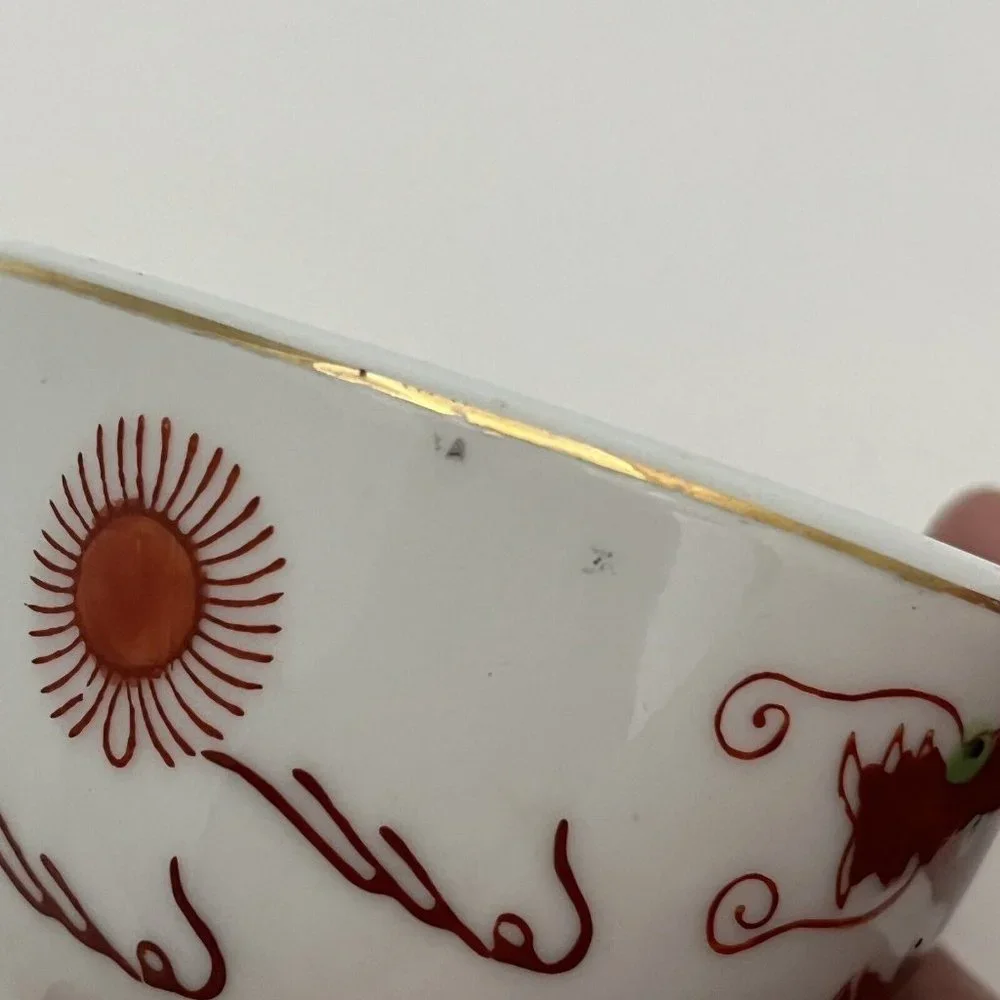 Made In Japan Painted Dragon Restaurant Ware Used Sake Cup Bowl - Picture 7 of 16